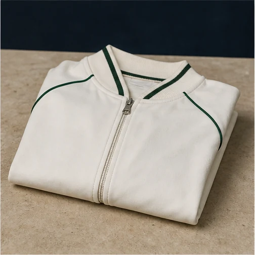 Project-owned synthetic concept still life for Tomas Venn 2007 grass-run match-worn warm-up jacket
